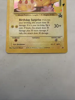 Pokemon Pikachu TCG Birthday Celebrations Holo Rare Card #24 NM/Mint Pack - Image 2