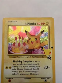Pokemon Pikachu TCG Birthday Celebrations Holo Rare Card #24 NM/Mint Pack - Image 3