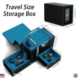 MTG Commander Deck Box & Dice Tower - Holds 100 Double Sleeved Cards, Black/Cyan - Image 3