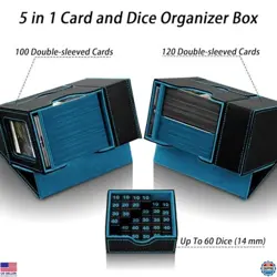 MTG Commander Deck Box & Dice Tower - Holds 100 Double Sleeved Cards, Black/Cyan - Image 4