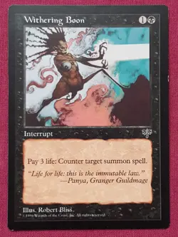 Magic The Gathering MIRAGE WITHERING BOON black card MTG - Image 1