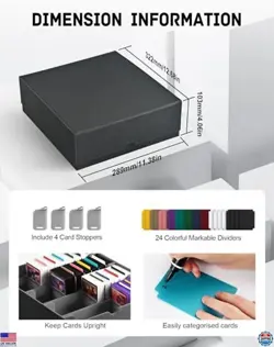 ZLCA MTG & PTCG Card Storage Box - Commander Deck Case for 3200+ Cards, Black - Image 2