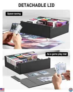 ZLCA MTG & PTCG Card Storage Box - Commander Deck Case for 3200+ Cards, Black - Image 3