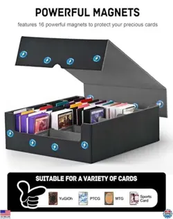 ZLCA MTG & PTCG Card Storage Box - Commander Deck Case for 3200+ Cards, Black - Image 4