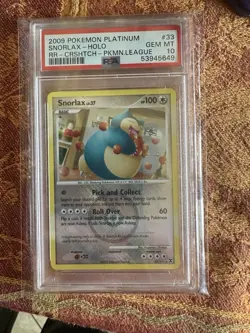 Snorlax #33 Crosshatch Holo League Promo Rising Rivals Pokemon Platinum PSA 10 - Image 1