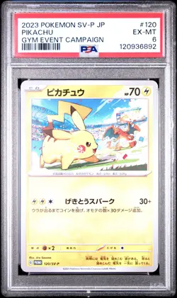 2023 POKEMON JPN SV-P PROMO GYM EVENT CAMPAIGN #120 PIKACHU PSA 6 - Image 1