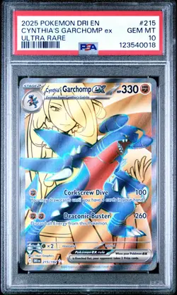 2025 POKEMON DRI EN-DESTINED RIVALS ULTRA RARE #215 CYNTHIA'S GARCHOMP EX PSA 10 - Image 1