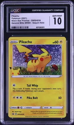 2021 Pokemon Black Star General Mills Pikachu #SWSH039 🔥CGC 10🔥 - Image 1