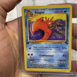 Pokemon 1st Edition Kingler 38/62 Fossil Set Uncommon Pokemon TCG Vintage NM Vtg - Image 1