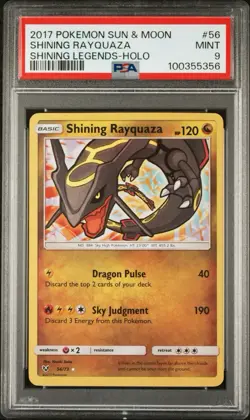 2017 POKEMON SUN & MOON SHINING LEGENDS #56/73 SHINING RAYQUAZA HOLO PSA 9 MINT - Image 1
