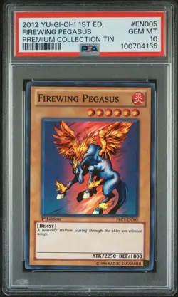 💎 PSA 10 💎 2012 Firewing Pegasus PRC1-EN005 YuGiOh Premium Collection Tin - Image 1