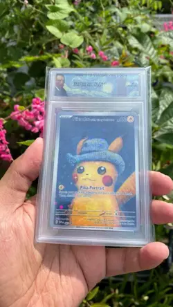 PIKACHU GREY FELT HAT VAN GOGH STARRY HOLOCUSTOM ART [LAST SPECIAL CARD] POKEMON - Image 1