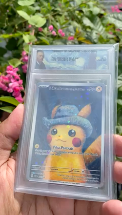 PIKACHU GREY FELT HAT VAN GOGH STARRY HOLOCUSTOM ART [LAST SPECIAL CARD] POKEMON - Image 2