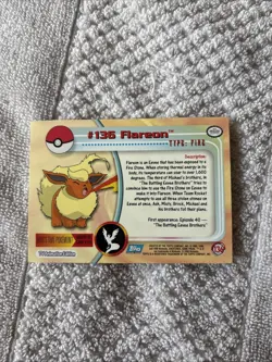 Pokemon Flareon #136 Topps TV Animation Blue Logo Series 3 Trading Card - Image 2
