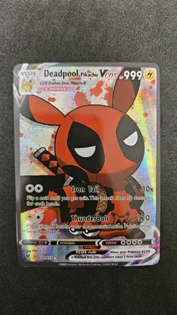 Deadpool Pikachu VCOS Holo Non-TCG Fan Art 011/055 Pokemon Card - Image 1