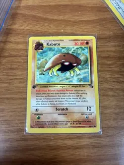 EX/LP+RAW Kabuto 1st Edition Pokemon Card 50/62 COMMON 1999 - Image 1