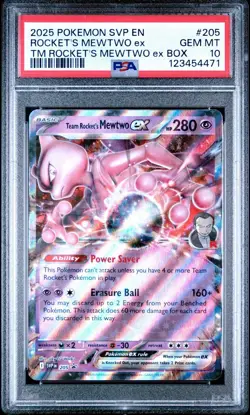 Team Rocket's Mewtwo ex 205 Sv: Scarlet & Violet Promo Cards Holo 💎 Mint Psa 10 - Image 1