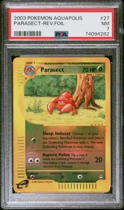 2003 POKEMON AQUAPOLIS #27 PARASECT-REVERSE FOIL PSA 7 - Image 1
