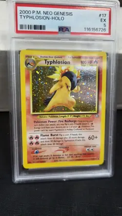 2000 TYPHLOSION HOLO RARE NEO GENESIS POKEMON TCG PSA 5 (EX) EXCELLENT #17/111 - Image 4