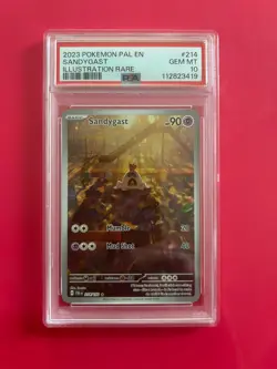 PSA 10 2023 Pokemon Pal-EN Sandygast Illustration Rare #214 GEM MINT Slab - Image 1