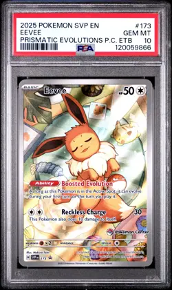 2025 POKEMON SVP PRISMATIC EVOLUTIONS POKEMON CENTER ETB PROMO #173 EEVEE PSA 10 - Image 1