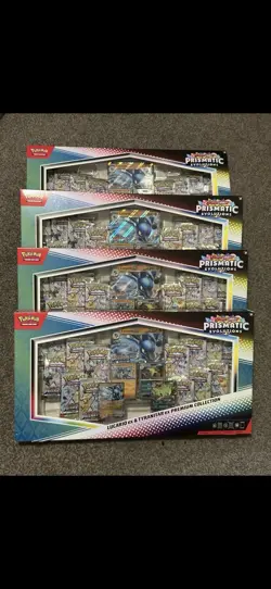 🔥4x Pokemon Prismatic Evolutions Lucario EX & Tyranitar EX Premium Collection🔥 - Image 1