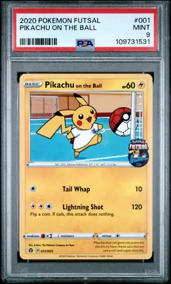 2020 POKEMON FUTSAL #001 PIKACHU ON THE BALL PSA 9 - Image 1