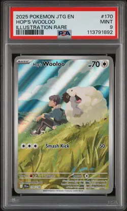 2025 POKEMON JTG EN-JOURNEY TOGETHER ILLUSTRATION RARE #170 HOP'S WOOLOO PSA 9 - Image 1