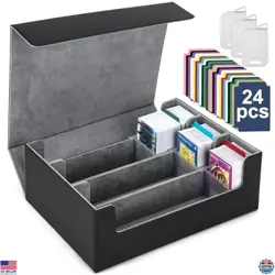 Card Deck Case for Trading Cards 1800+, MTG Card Storage Box, Leather Magnetic - Image 1