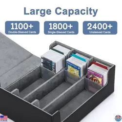 Card Deck Case for Trading Cards 1800+, MTG Card Storage Box, Leather Magnetic - Image 2
