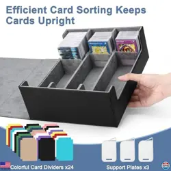 Card Deck Case for Trading Cards 1800+, MTG Card Storage Box, Leather Magnetic - Image 3