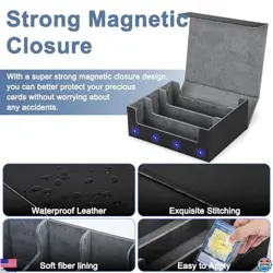 Card Deck Case for Trading Cards 1800+, MTG Card Storage Box, Leather Magnetic - Image 4