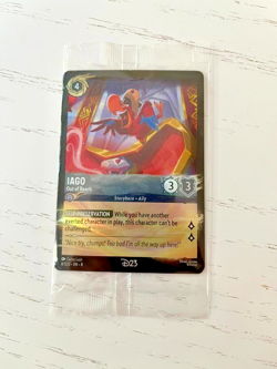 Disney Lorcana Iago Out of Reach D23 Gold Exclusive Trading Card Sealed - Image 1