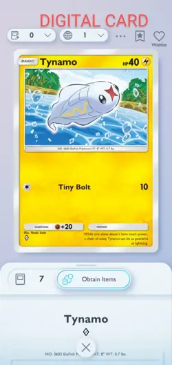 Tynamo Pokemon Pocket Mobile Game Card Secluded Springs Set ◇ Rare Trade Card - Image 1