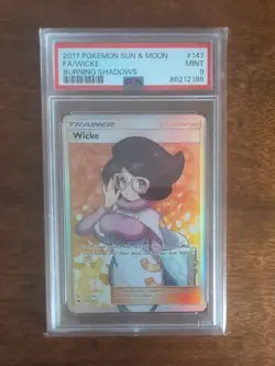 Pokemon Card Wicke Burning Shadows Full Art Trainer 147/147 Psa 9 - Image 1
