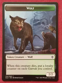 Magic The Gathering THRONE OF ELDRAINE WOLF token card MTG - Image 1