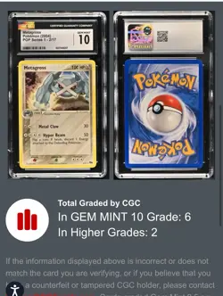 2004 Metagross Pokemon POP Series 1 #2/17 Card CGC 10 Gem Mint (POP 6) - Image 3