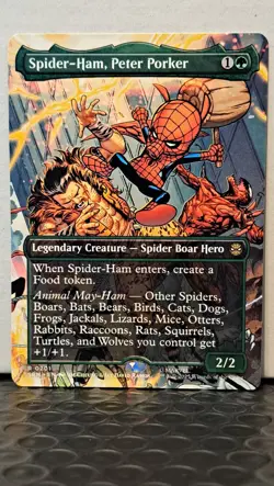 MTG Spider-Man - Spider-Ham, Peter Porker #201 "Borderless" (Legendary Creature) - Image 3