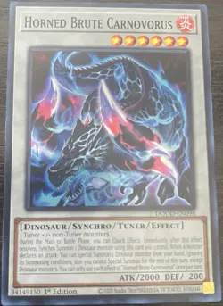 Yugioh! Horned Brute Carnovorus DOOD-EN098 Super Rare 1st Ed NM - Image 1