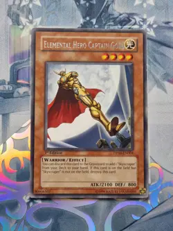 DP06-EN004 Elemental Hero Captain Gold Rare 1st Edition Near Mint YuGiOh TCG - Image 1