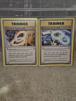 2-Card Pokemon Lot (Charizard and Blastoise Spirit Links) - Image 1