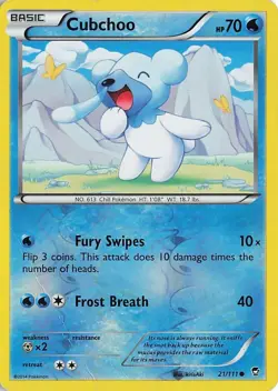 Pokemon TCG Furious Fists Cubchoo Reverse Holo 21/111 P/HP - Image 1