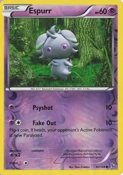 Pokemon TCG Flashfire Espurr Reverse Holo Common 42/106 P/HP - Image 1