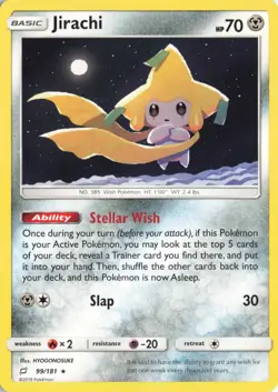 Pokemon TCG Team Up Jirachi Regular Rare 99/181 NM - Image 1