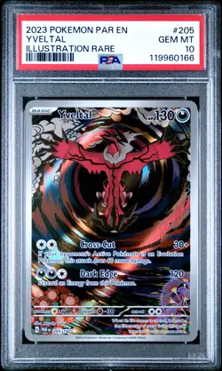 2023 POKEMON PAR EN-PARADOX RIFT ILLUSTRATION RARE #205 YVELTAL PSA 10 - Image 1