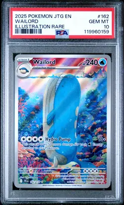2025 POKEMON JTG EN-JOURNEY TOGETHER ILLUSTRATION RARE #162 WAILORD PSA 10 - Image 1