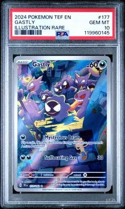 2024 POKEMON TEF EN-TEMPORAL FORCES ILLUSTRATION RARE #177 GASTLY PSA 10 - Image 1