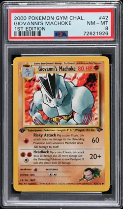 2000 POKEMON GYM CHALLENGE 1ST ED #42 GIOVANNI'S MACHOKE PSA 8 - Image 1