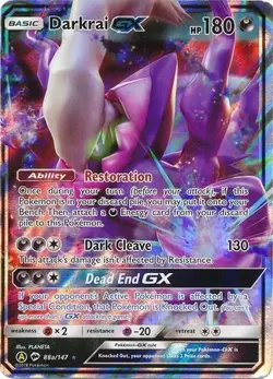 Moderately Played, English - 1 x Pokemon Darkrai GX - 88a/147 - Holo Promo Sun a - Image 1