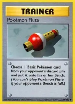 1x Pokemon Flute - 86/102 - Uncommon - Shadowless Edition Moderately Played Poke - Image 1